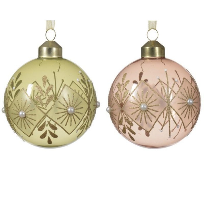 SFERA VETRO CON PERLINE E GLITTER